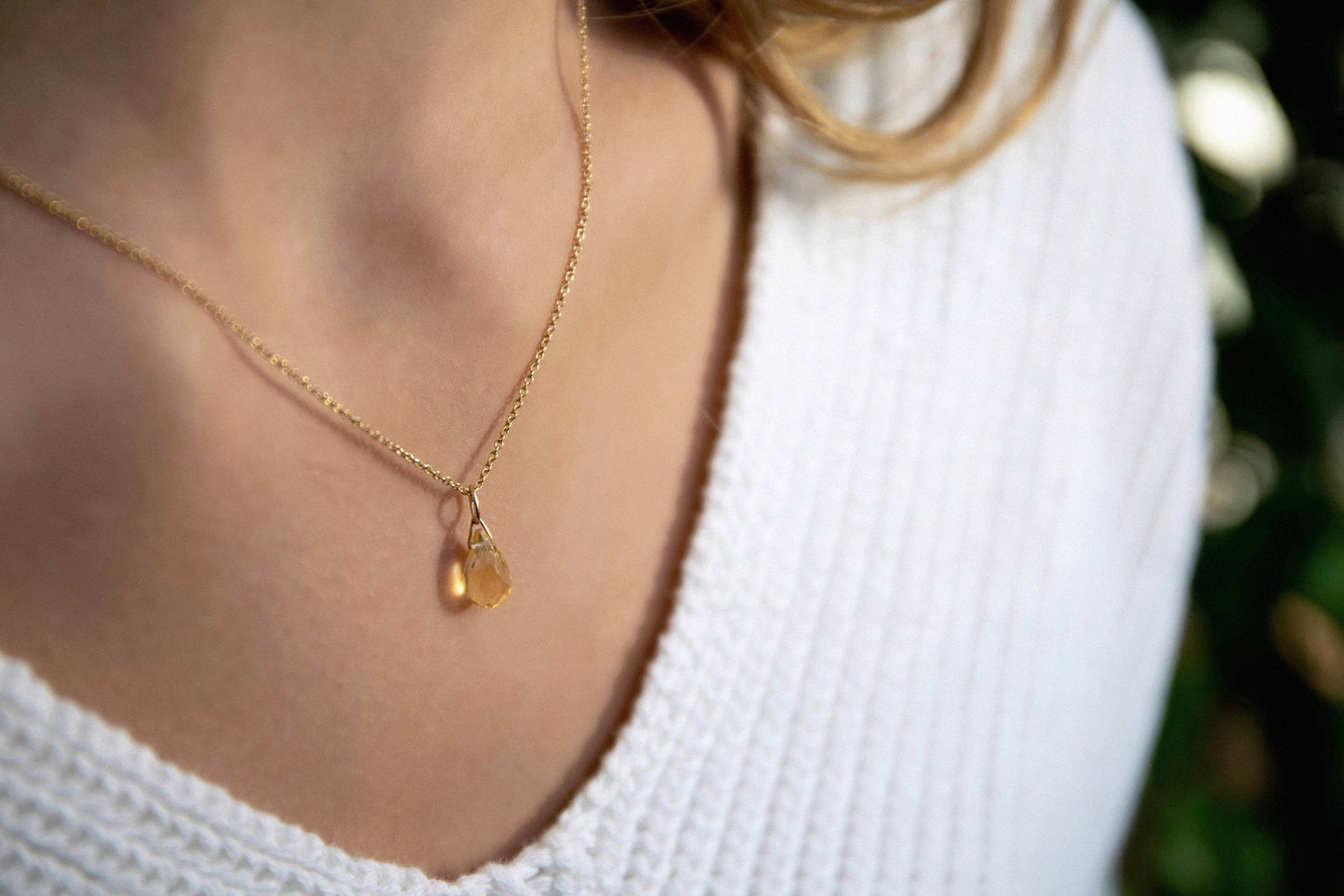 Genuine Citrine Drop Necklace in Gold, Rose Gold or Silver - November Birthstone - Crystal Gemstone Necklace, Personalized Gift For Women