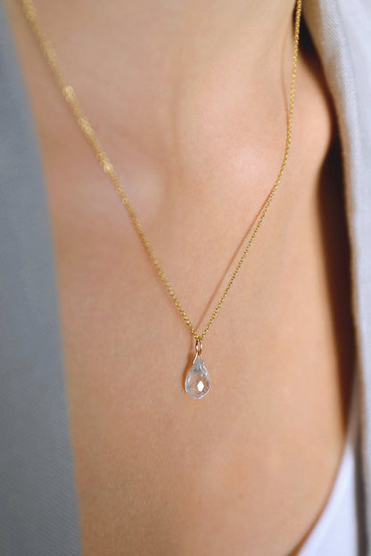 Natural Aquamarine Drop Necklace in Gold, Rose Gold or Silver - March Birthstone - Crystal Gemstone Necklace, Personalized Gift For Women