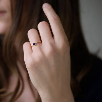 Sapphire Blue Gemstone Ring, Dainty Stackable Ring in in 14k Solid Gold, Gift For Women