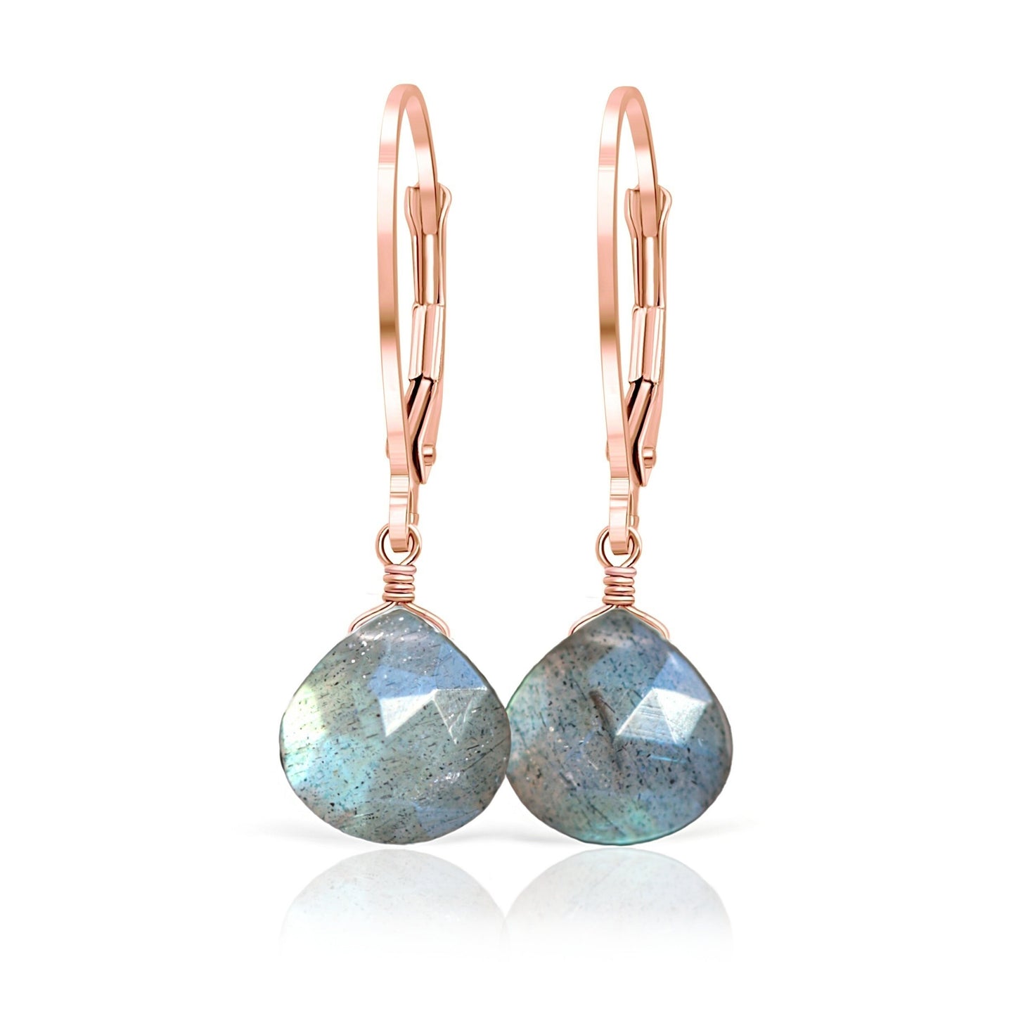 14k Rose Gold Labradorite Dangle Earrings