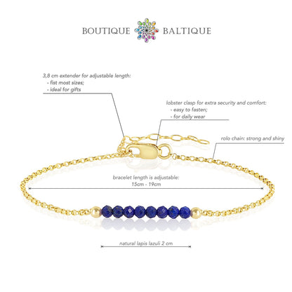 Lapis Lazuli Bracelet with initials - Boutique Baltique