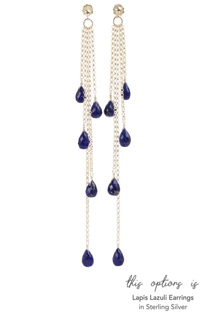 Lapis Lazuli Long Shoulder Earrings - Boutique Baltique